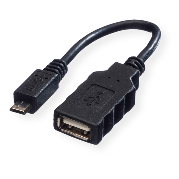 USB 2.0 Kabel, USB 2.0 Typ Micro B zu Typ A Buchse, OTG, 0,15m 