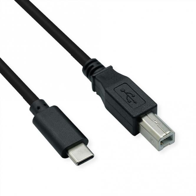 USB 2.0 Typ C Kabel, C - B, ST/ST, schwarz, 3m 