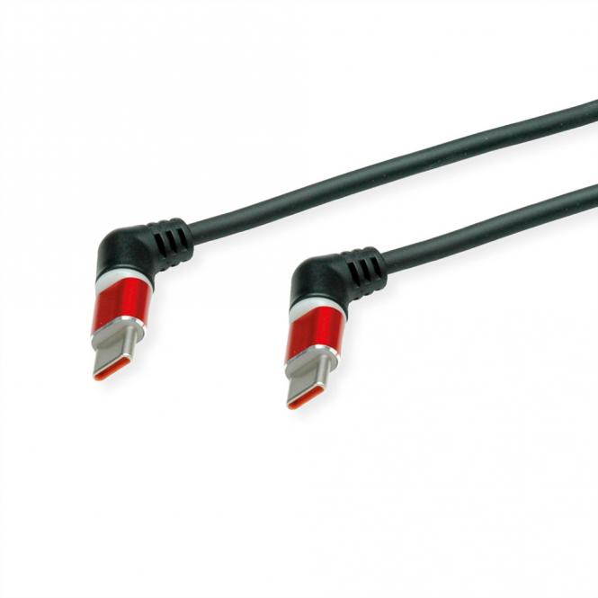 USB 2.0 Kabel, Typ-C, Typ-C, ST/ST, 360° Rotation, schwarz / rot, 1m 