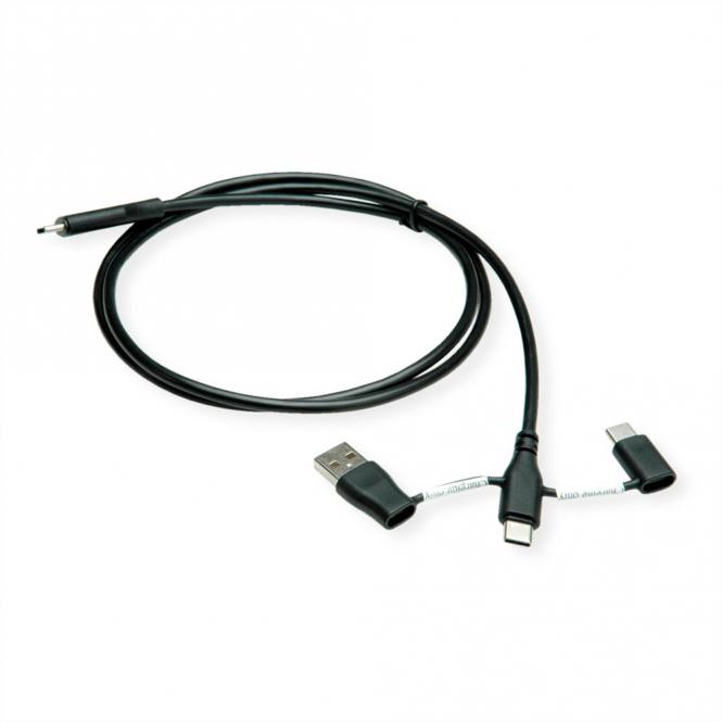 USB 2.0 Kabel Typ C, ST/ST, mit Datenblockier-Adaptern Typ A+C, 1m 