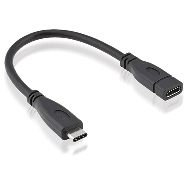 USB 3.1 Typ C Kabel, C zu C, Stecker/Buchse, schwarz, 0,15m 