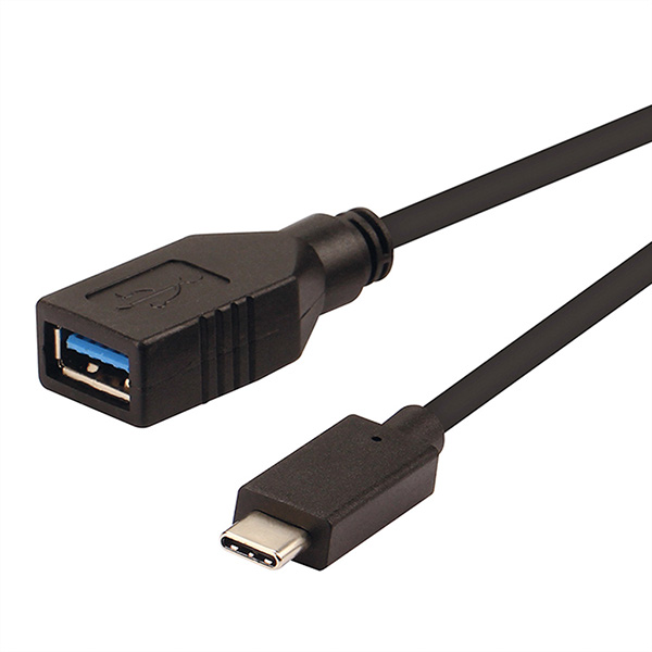 USB 3.1 Typ C Kabel, USB 3.1 Typ C zu A, Stecker/Buchse, OTG, schwarz, 0,15m 
