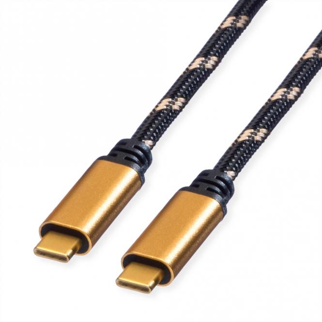 GOLD USB4 Gen3x2 Kabel, CC, ST/ST, 40Gbit/s, 100W, schwarz / gold, 2m 
