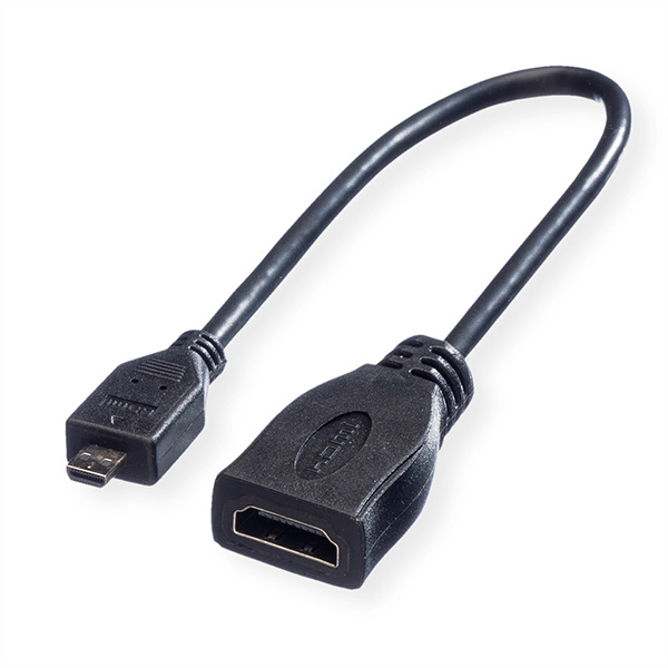 Câble HDMI High Speed avec Ethernet, HDMI F - Micro HDMI M, 0,15m 
