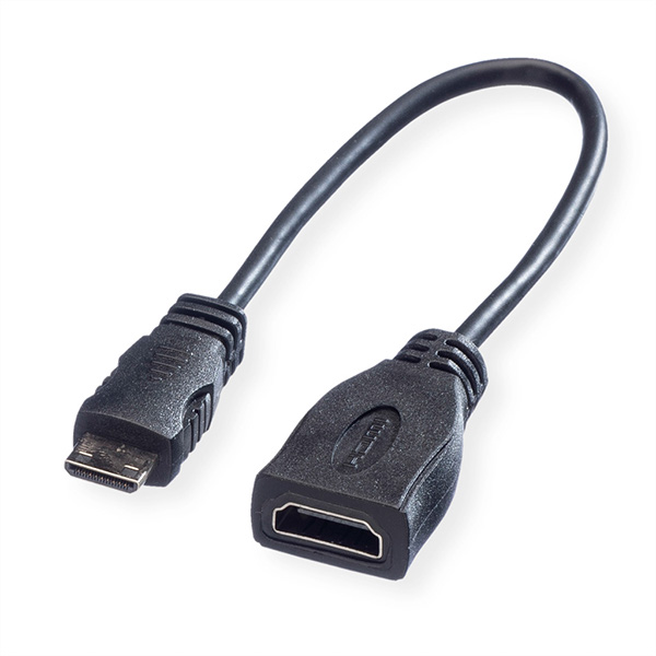 Câble HDMI High Speed avec Ethernet, HDMI F - Mini HDMI M, 0,15m 