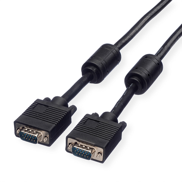 Monitorkabel HD15, Stecker/Stecker, mit Ferritkern + DDC, 15m 