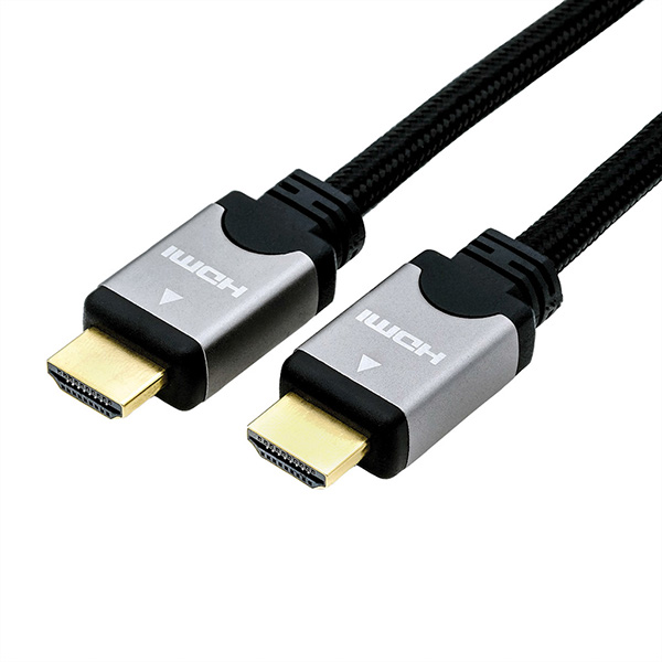 Câble HDMI High Speed avec Ethernet, noir/argent, 1,5m 