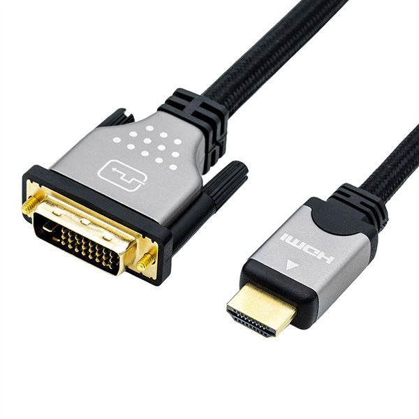 Monitorkabel, DVI Stecker zu HDMI Stecker, dual link, schwarz/silber, 1,5m 