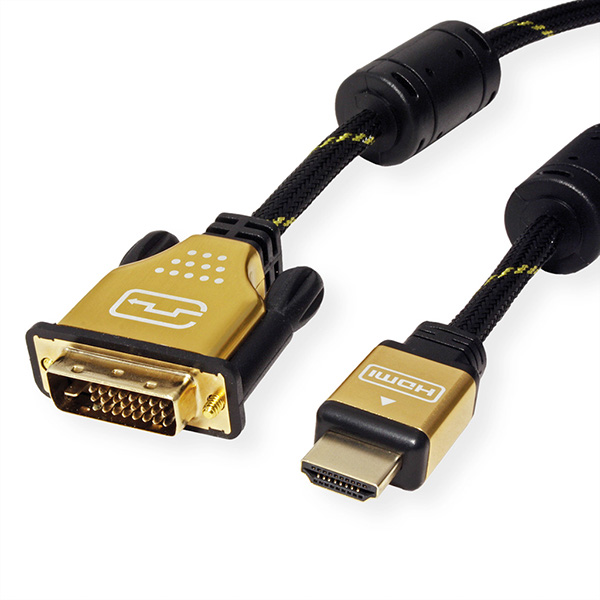 GOLD Monitorkabel DVI Stecker zu HDMI Stecker, dual link, 1,5m 