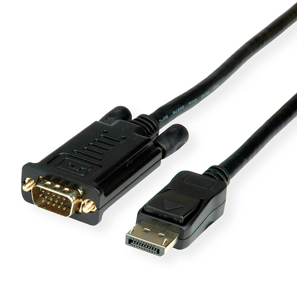 Kabel DisplayPort-VGA, DP ST zu VGA ST, schwarz, 1,0m 