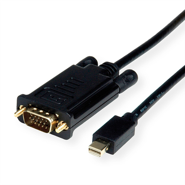 Kabel Mini DisplayPort-VGA, Mini DP ST zu VGA ST, schwarz, 2,0m 