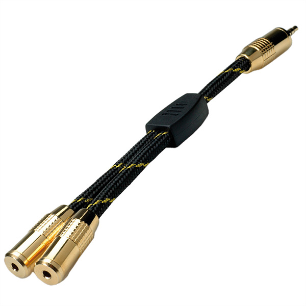 3,5mm GOLD Adapterkabel, 1x ST, 2x BU, 0,15m 