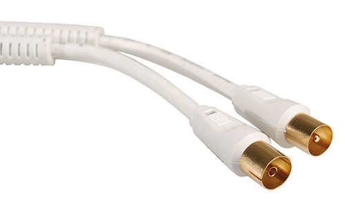 Antennenkabel, >100dB, Stecker/Buchse, mit Ferriten, weiß 