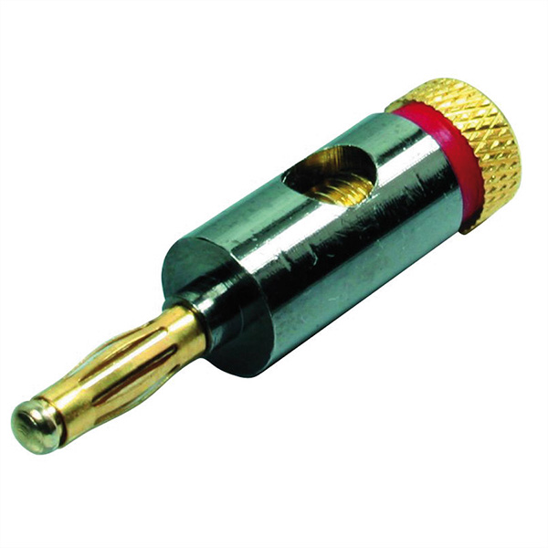 Bananenstecker vergoldet, Metall, rot 