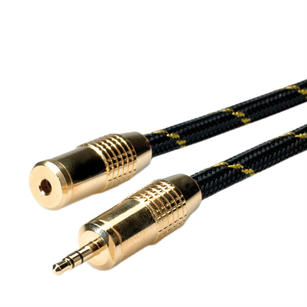 3,5mm GOLD Audio-Verlängerungskabel, Stecker/Buchse, 5,0m 