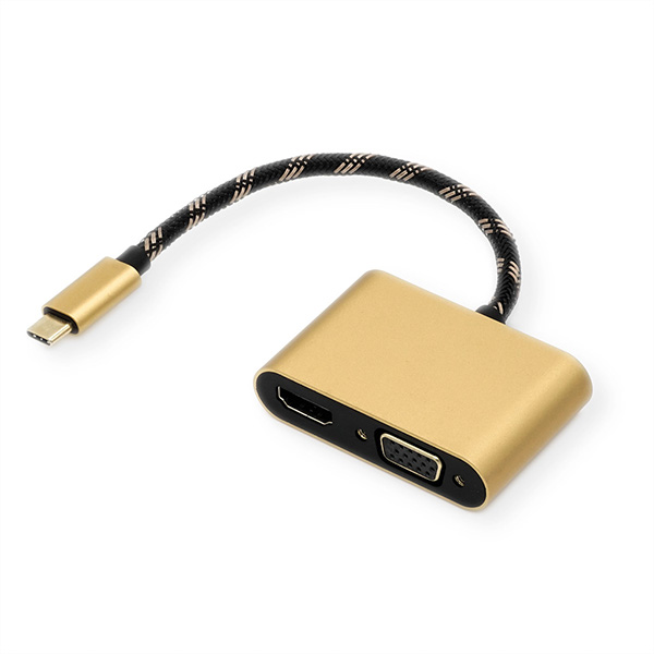 GOLD Display Adapter USB Typ C zu VGA + HDMI 