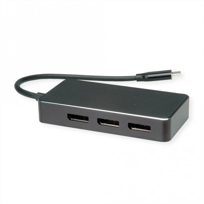 Multi-Display Adapter USB Typ C, 3x DP, Multi-Stream 4K 