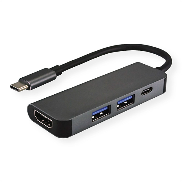 USB Typ C Dockingstation, HDMI 4K, 2x USB Typ A + Typ C PD (Power Delivery 
