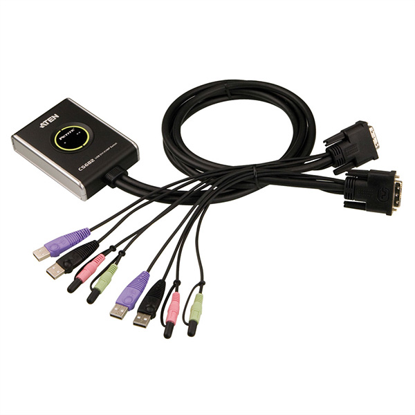 KVM Switch, DVI, USB, 2 Ports 