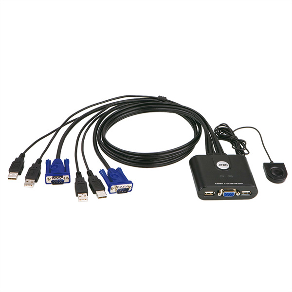 KVM Switch, VGA, USB, 2 Ports 
