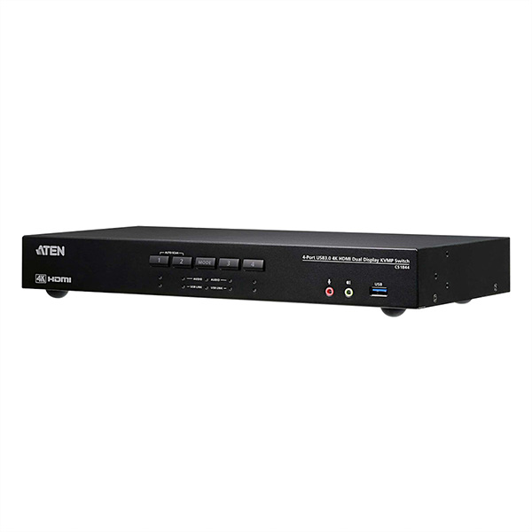 CS1844 4-Port True 4K HDMI Dual-View KVM Switch mit Audio + USB 3.0Hub 