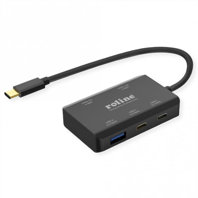 USB 3.2 Gen 2 Hub, 4fach (2x USB-A + 2x USB-C), PD, Typ C Anschlusskabel 