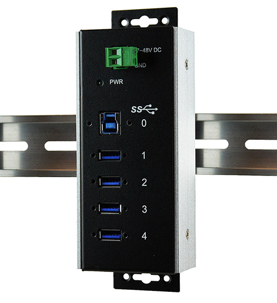 EX-1185HMVS-WT, 4-Port USB 3.0 Metall Hub, Hutschiene 