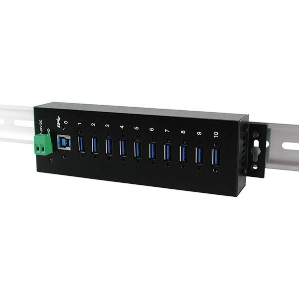 10-Port USB 3.0 Hub, 15 KV ESD Überspannungsschutz, Metallgehäuse 