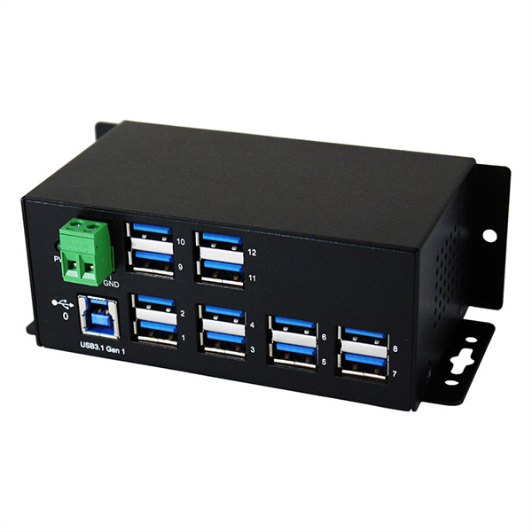 12-Port USB 3.0 Hub, 15 KV ESD Überspannungsschutz, Metallgehäuse 