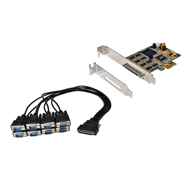 PCI Express Karte 8x, seriell RS-232, Kabel mit 8x 9pin Stecker 