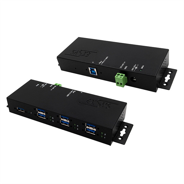 EX-1517HMVS, 7-Port Managed USB 3.2 Gen1 Metall Hub, 15KV EDS Überspannungsschutz 