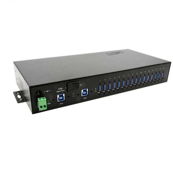 16-Port USB 3.2 Gen1 Managed Metall HUB, mit 15KV ESD ÜS, EX-1526HMVS 