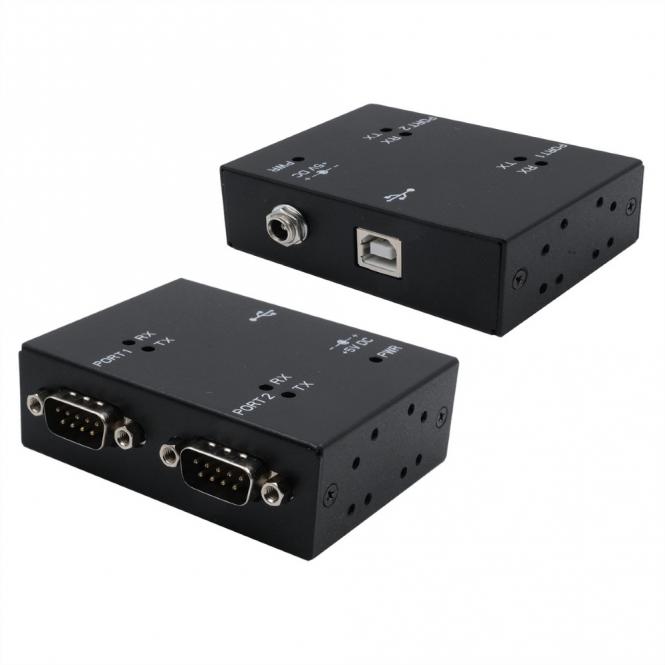 EX-13072HM USB 2.0 zu 2 x Seriell RS-232 Ports Metallgehäuse FTDI Chip-Set 