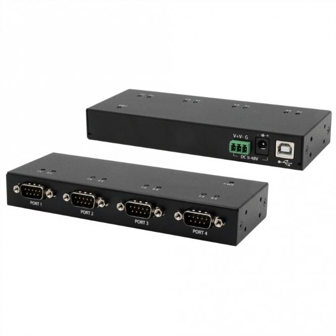EX-13074HM USB 2.0 zu 4 x Seriell RS-232 Ports Metallgehäuse FTDI Chip-Set 