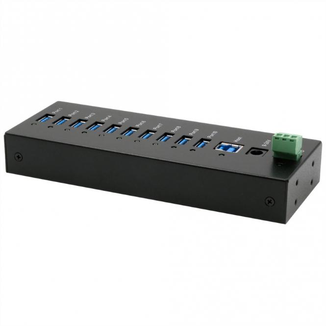 EX-11230HMS 10 Port USB 3.2 Gen 1 HUB Din-Rail Kit und Wand VIA VL811+ Chipset 