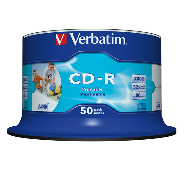 50x CD-R, 700MB, 80Min, bedruckbar, 52-fach 