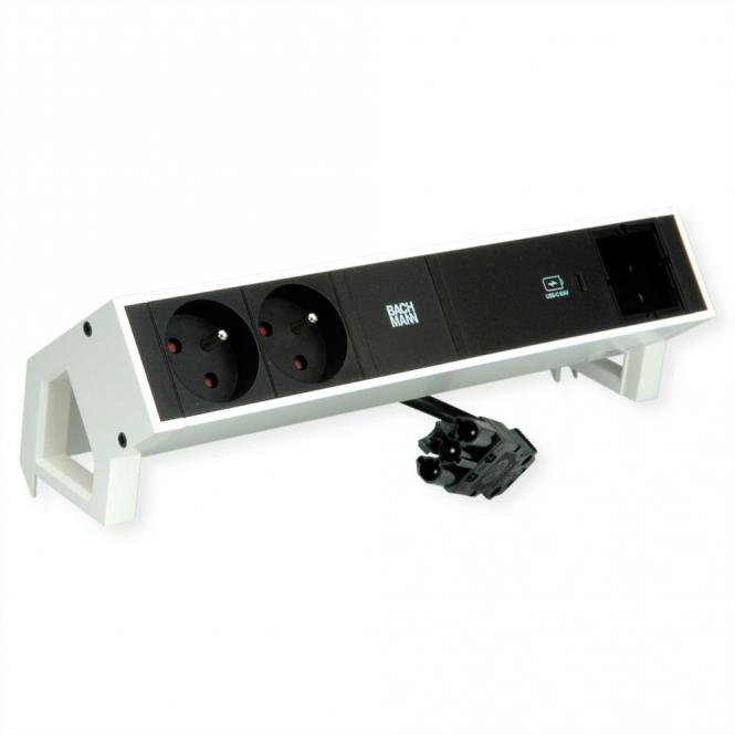 DESK2 2xUTE 1xUSB C 60W 1xCM 0,2m GST18 RAL9010 