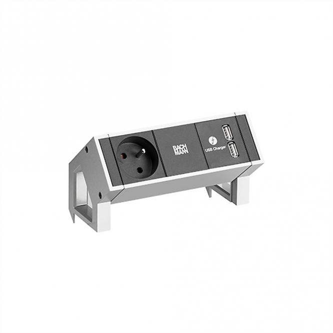 DESK2 1xUTE 1xUSB Charger Strom 0,2m GST18 INOX 