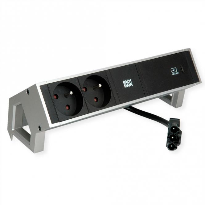 DESK2 2xUTE 1xUSB C 60W 0,2m GST18 INOX 