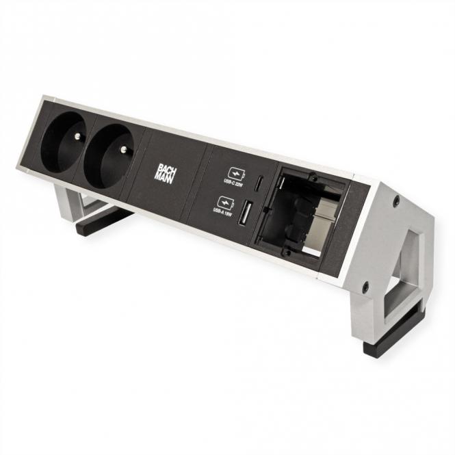 DESK2 2xUTE 1xUSB A&C 22W 1xCM 0,2m GST18 INOX 