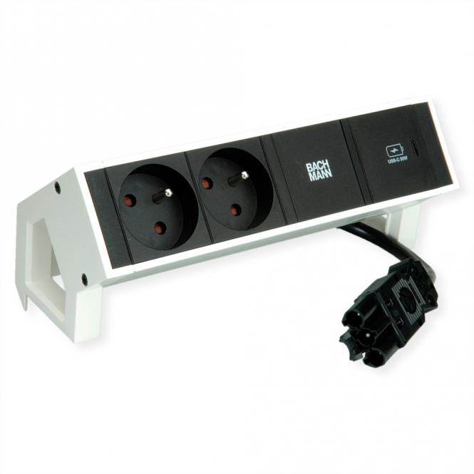 DESK2 2xUTE 1xUSB C 30W 0,2m GST18 RAL9010 