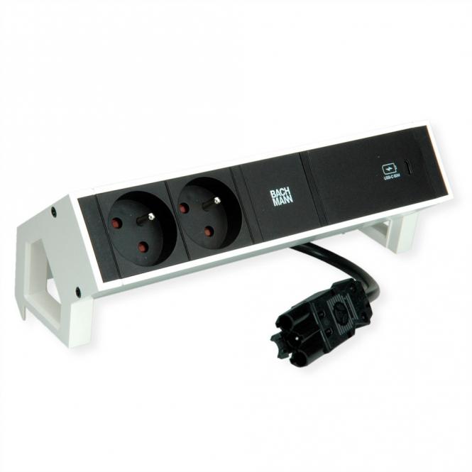 DESK2 2xUTE 1xUSB C 60W 0,2m GST18 RAL9010 