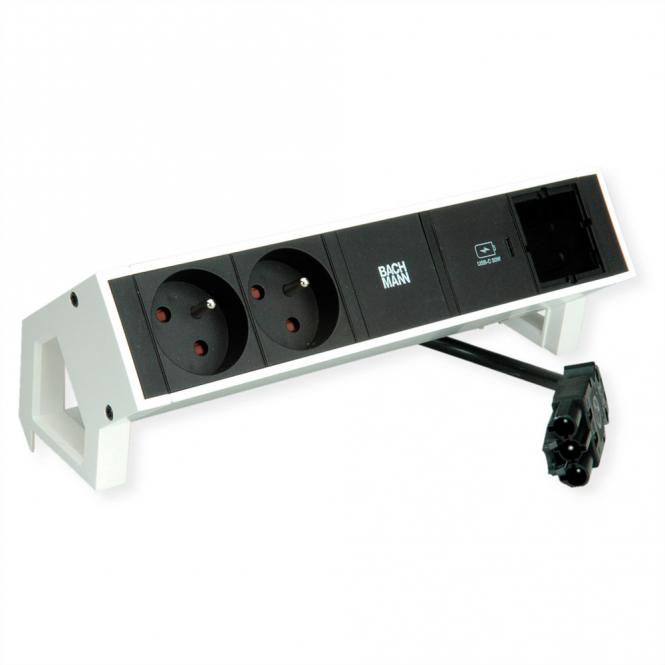 DESK2 2xUTE 1xUSB C 30W 1xCM 0,2m GST18 RAL9010 