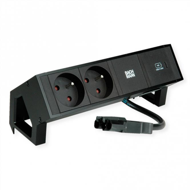 DESK2 2xUTE 1xUSB C 30W 0,2m GST18 RAL9005 