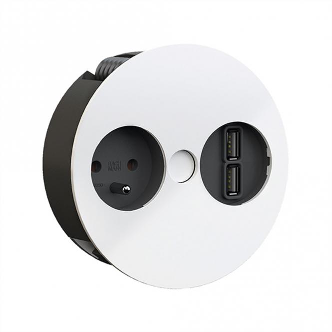 TWIST 1xUTE 1xUSB Charger Strom 2,0m AEH,RAL9010 30GE 