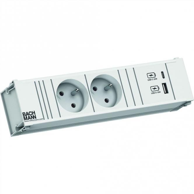 CONI 2xUTE 1xUSB A/C 22W 0,2m GST18 RAL9010 