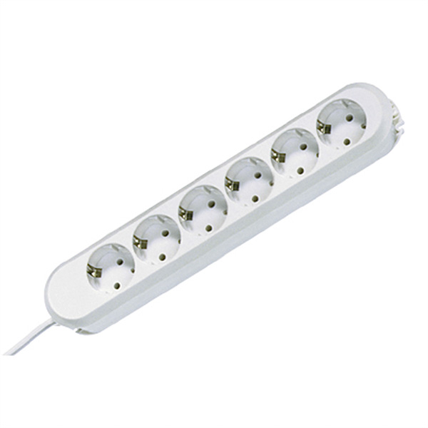 Steckdosenleiste, 6fach ohne Schalter | 3,0m | weiß