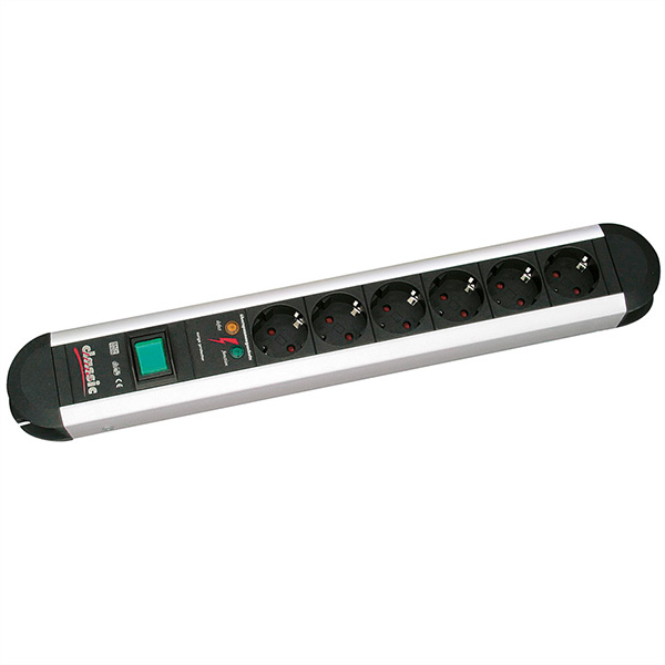 Steckdosenleiste, ALU, ÜS, mit Schalter, 2,0m 