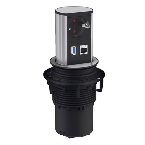 ELEVATOR mit 1x Schutzkontakt, 1x Kat. 6, 1x USB3.0 