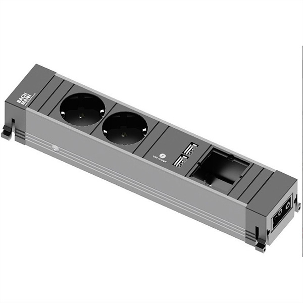 CONFERENCE TOP FRAME Medium Einsatz, 2x Schuko, 2x USB Charger 1x ABD 